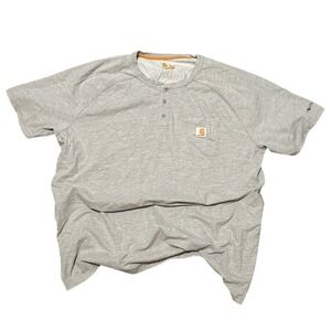 Carhartt Relaxed Fit Henley T Shirt Mens‎ 3XL Gray Short Sleeve Pocket Workwear